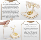 UKBW Audio Guest Book Wedding Phone, Audio Phone Guestbook, Vintage Retro Style Audio Guest Book Phone for Wedding, Birthday Party, Anniversary and Other Special Occasions(Beige) - Image 5