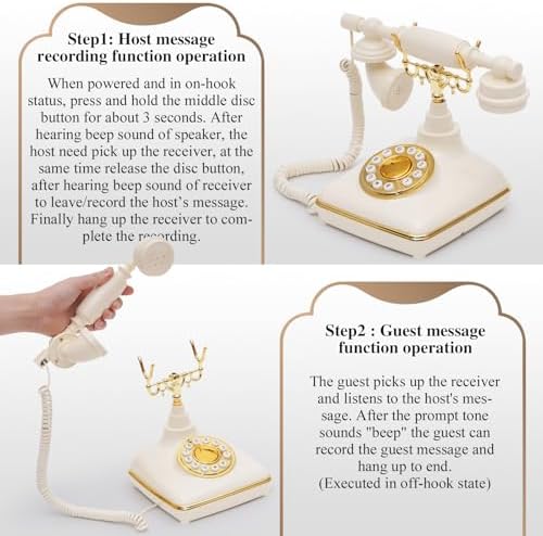 UKBW Audio Guest Book Wedding Phone, Audio Phone Guestbook, Vintage Retro Style Audio Guest Book Phone for Wedding, Birthday Party, Anniversary and Other Special Occasions(Beige) - Image 5
