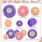 ForraFun 36 Pcs Pastel Giant Paper Flowers Decoration for Wall Sizes 10" to 24'' Tissue Paper Pom Poms in 5 Flower Wall Backdrop Decor for Birthday Bachelorette Wedding Baby Shower Bridal Shower Party - Image 2