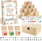 150 Pcs Fall Pumpkin Baby Shower Games Sign Kit, Including a Decorate Game Sign 102 DIY Wooden Blocks, 10 Stencils, 36 Acrylic Markers & Storage Box for Gender Reveal Party Thanksgiving ﻿ by ZCPTZ