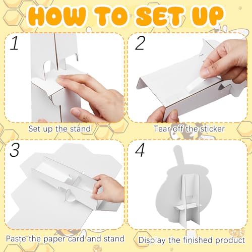 4 Large 23.6 Inch Bee Theme Cardboard with Stand and 20 Bee Cutout, Prop up Honey Pot Honeycomb Decoration for Birthday Baby Shower Gender Reveal Supplies - Image 4