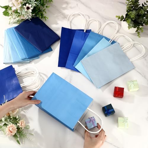 Kolldenn 50 Set Blue Gift Bags with Tissue Paper Thank You,Gradient Blue - Image 4