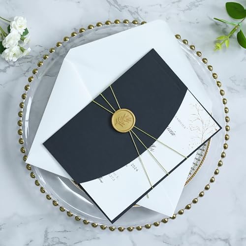 ponatia Black 5x7 Wedding Invitation Envelopes Sleeves - Image 3