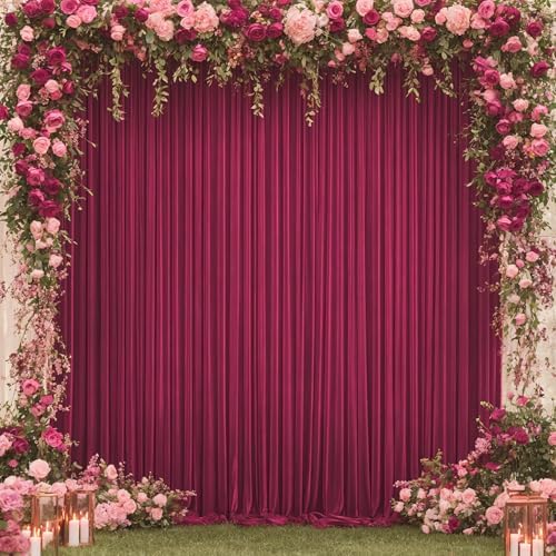 40x10ft Burgundy Backdrop Curtain for Wedding Parties Wrinkle Free Fabric Maroon Drapes Backdrop Decoration for Baby Shower Birthday Photography Decoration 8 Panels, 5ft x 10ft - Image 3