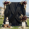 gogoparti 30x15 ft Black Backdrop Curtain for Weddings & Parties - 6-Panel Wrinkle-Free Polyester Drape, 15 FT Long for Birthday, Baby Shower, Halloween Photography Background by Gogoparti