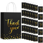 Tinlade 100 Pcs Thank You Gift Bags Bulk Paper Gold Thank You Wedding Bags with Handle for Business, Shopping, Wedding, Baby Shower, Party Favors (Black) by Tinlade