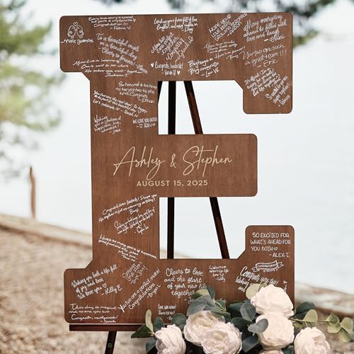 Wedding Guest Book Alternative Wooden Letter Personalized, Custom Initial Wedding Guest Book Alternative with Names | Wedding Guestbook for Guests to Sign, Letter Guest Book Wedding Reception - Image 7