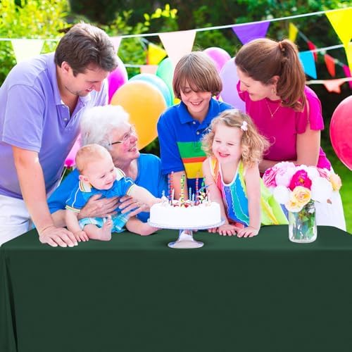 6 Pack Tablecloth 60 x102 inch Polyester Table Cloth for 6 Foot Rectangle Tables,Stain and Wrinkle Resistant Washable Fabric Table Covers Polyester Hunter Green Table Clothes for Wedding,Party,Banquet - Image 5