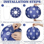 12 Pcs Chinoiserie Party Decorations Set 10" Blue and White Porcelain Paper Lanterns Triangle Flag Bunting Banner Chinese Japanese Hanging Decorations for Wedding Birthday Party Baby Shower Home Decor - Image 3
