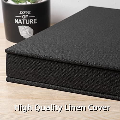 Large Photo Album Self Adhesive 4x6 5x7 3x5 8.5x11 Scrapbook Magnetic Album DIY Scrap Book Length 13 x Width 12.8 (Inches) 120 Black Sticky Pages Linen Cover DIY Photo Album(Black) - Image 4