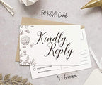 50 Blank RSVP Cards,RSVP Postcards No Envelopes Needed,Floral Print Response Card,RSVP for Wedding,Baby Shower,Bridal Shower - Image 4
