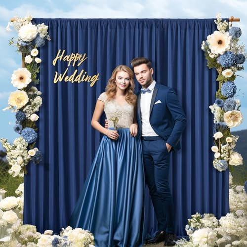 Navy Blue Backdrop Curtains - Wrinkle-Free Polyester Photography Drapes for Wedding, Baby Shower, Birthday, Graduation Party Decorations - 32 X 10FT - Image 6
