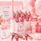 50 Set Ready to Pop Baby Shower Favors 3-in-1 Red Baby Shower Pens Bottle Openers with Cool Beer Cap Keychain for Guests Prizes Gender Reveal Soda Theme Party Decorations - Image 2