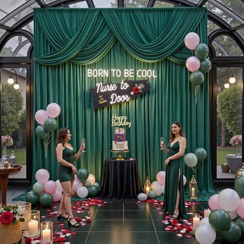 20ft x 15ft Hunter Green Backdrop Curtains for Wedding Parties, 4 Panels Extra Long Wrinkle Free Fabric Drapes Photo Backdrop for Baby Shower Birthday Stage Reception Lobby Decoration - Image 6