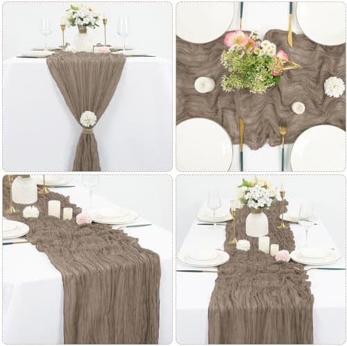 10 Pack Cheesecloth Table Runner 35 x 120 Inch, Nude - Image 3