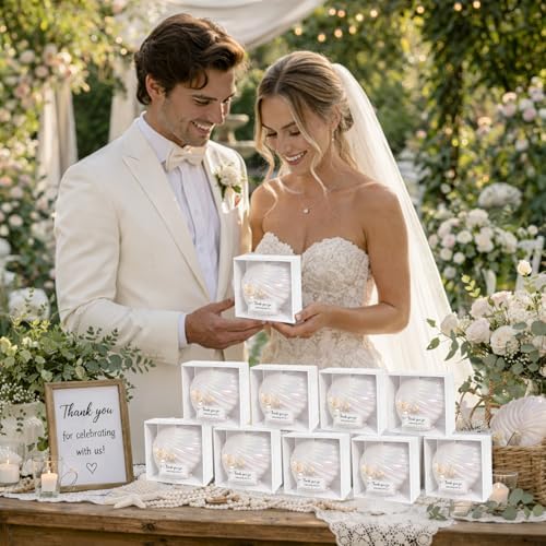 30 Sets Seashell Scented Candles Fully Assembled Wedding Candle Favor with Clear Plastic Box, Pearl, Gift Tag, Ribbon Wedding Party Favor Thank You Gift for Guest Bridal Shower - Image 7