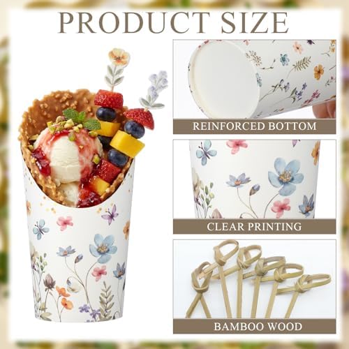 Jingmore 300 Pcs Wildflower Charcuterie Cups with Cocktail Picks Set - Image 4