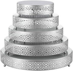 Wenqik 5 Pcs Metal Silver Cake Stand,16/14/12/10/8 in Round Cake Holder by Wenqik
