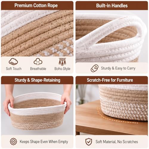 LemonRoad Set of 6 Cotton Rope Storage Baskets for Shelves (3 Sizes) - Image 4