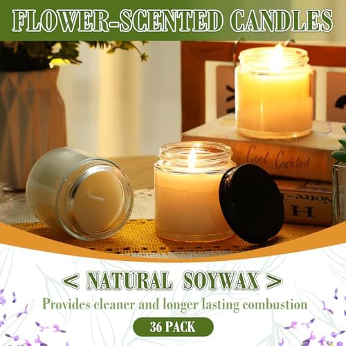 MTLEE 36 Pcs Bulk Candle Mini Mason Jar Candle, Freesia, Gardenia, Lavender - Image 5