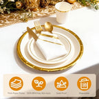 AIRE Gold White Paper Plates Set,350PCS Disposable Dinnerware for 50 - Image 3
