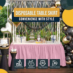 Exquisite Pink Table Skirt 24 Pack - Disposable Plastic Table Skirts for Rectangle Tables 6ft 8ft & Round Tables - 29in x 14ft Self-Adhesive Strip - Birthday Wedding Gender Reveal Decor - Image 6