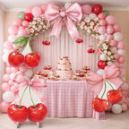 4 Pcs Cherry on Top Baby Shower Decorations, Large Pink Bow Cardboard Cutouts, Sweet Cherry Birthday Decorations Standups for Photo Booth Props & Birthday Party Decor - Image 2
