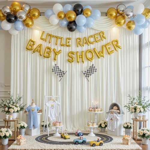 30x8ft Ivory Backdrop Curtains for Parties Wrinkle Free Fabric Backdrop Curtain Wedding Photo Backdrop Drapes for Birthday Party Baby Shower Bridal Shower Photography Back Drop 6 Panels 5x8FT - Image 3