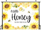 12X8ft Fabric Sunflower Bee Honeycomb Backdrop for Wedding Baby Shower Wall Decor, Party Decorations Tapestry, Photography Background, Photo Studio Props - Image 3