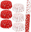 Ganeen 6 Pcs Christmas Snowflake Plastic Tablecloth 84 Inch Red White Decor by Ganeen