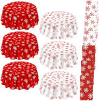 Ganeen 6 Pcs Christmas Snowflake Plastic Tablecloth 84 Inch Red White Decor by Ganeen