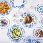 LIYH 60 Pcs Blue Plastic Plates Set - Heavy Duty Floral and White Plastic Plates for Party Wedding Elegant Plate Bridal Shower Floral Dinnerware Set - 10.25" Dinner & 7.5" Dessert Plate - Image 5