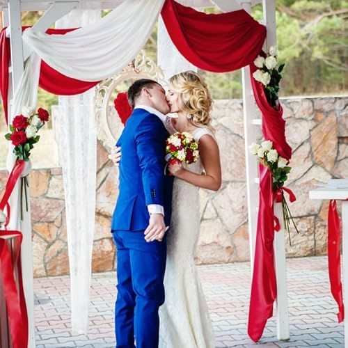 10 x 10 Feet Red Backdrop Curtain for Partie, Background Curtains for Photoshoot, Birthday, Wedding, Halloween, Thanksgiving, Christmas Day, New Year Party Decorations 5Ft x 10Ft, 2 Panels - Image 6