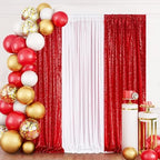 Red Glitter Sequin Backdrop Curtains 6ftx8ft Photo Drapes - Image 2