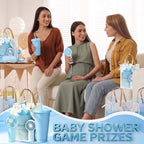 62Pcs Baby Shower Prizes for Guest Winners Handheld Fan Party Favor Set Thank You Gift with Plastic Tumbler,Notebooks,Hair Claw Gift Bags for Party Game Wedding Bridal Shower Favors (Blue, 6 Sets) - Image 6