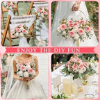 Pink White Peonies Artificial Flowers 12 Bundles Silk Mum Roses - Image 5