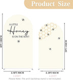 Set of 2 Arch Backdrop Cover A Little Honey is on The Way Baby Shower 2PCS Spandex Arch Stand Covers Bee Theme Birthday Party Decorations (6ft & 5ft,Cream) - Image 3