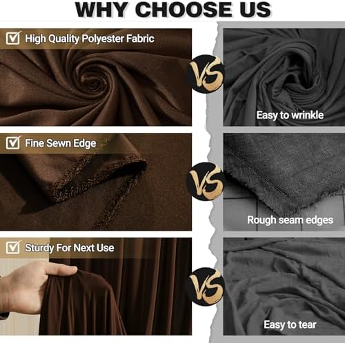 40x10FT Backdrop Curtains with Rod Pockets - Wrinkle Free Photo Stage Backdrop 8 Panels Curtains Drapes for Photography Wedding Party Baby Shower Decorations (Brown) - Image 6