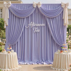 10x8 ft Wrinkle Free Lavender Light Purple Backdrop Curtain Drapes, Polyester Wedding Curtains Party Background for Baby Shower Birthday Parties - Image 4