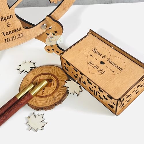 Wedding Guest Book Alternative Drop Box Frame, Wooden Maple Tree & Leaves - Image 4