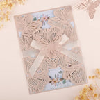 50pcs Pink Wedding Invitations Personalized with Envelopes and RSVP Cards Blank Laser Cut Hollow Flower Invitation Kits Butterfly Invitations for Engagement Wedding Birthday Party Bridal Shower by HomeKitchen