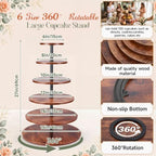 Willinglong 6 Tier Large Cupcake Stand for 80 Cupcake Rustic Tower Tree 360° Rotatable Cupcakes Holder Wood Dessert Table Display Dessert Stand for Birthday Graduation Baby Shower Wedding Party - Image 3