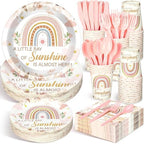 Dandat 350 Pcs Baby Shower Set, Boho Style, Pink by Dandat
