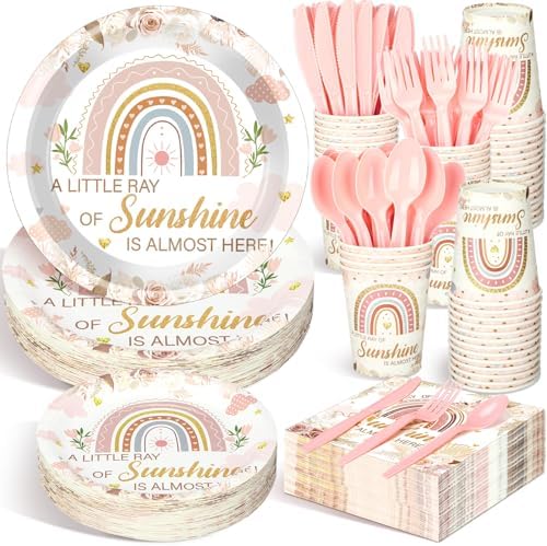 Dandat 350 Pcs Baby Shower Set, Boho Style, Pink by Dandat
