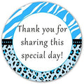 40 Stickers Zebra Leopard Blue Baby Boy Shower Birthday Party Gift Favor Label by Unknown