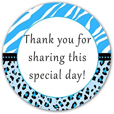 40 Stickers Zebra Leopard Blue Baby Boy Shower Birthday Party Gift Favor Label by Unknown