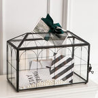 Wedding Card Box with Slot, 12.6'' Large Glass Card Boxes for Reception, Black Geometric Holder, Clear Decorative Storage Box with Lock for Baby Shower, Birthday Party, Christmas, Bridal Shower by Giadun