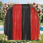 Eternal Beauty Black & Red Sequin Backdrop Curtains, 4 Panels 2x8FT - Image 4