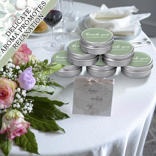 MTLEE 50 Pcs Sage Green Wedding Thank You Candles Gifts for Guests, Bridal Shower Baby Shower Favors, 1 oz Mini Lavender Scented Soy Wax Candles Tin Bulk for Birthday Aromatherapy Party Favors - Image 5