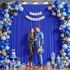 32ftx10ft Wrinkle Free Royal Blue Backdrop Curtain - 10 Feet Photography Backdrop Drapes, Silky Polyester Back Drop Cloth for Wedding Baby Shower Balloon Arch Background - Image 6